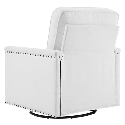Ashton Upholstered Fabric Swivel Chair, Fabric, White, 20845