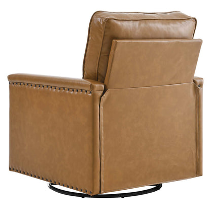Ashton Vegan Leather Swivel Chair, Faux Vegan Leather, Tan, 20846