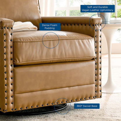 Ashton Vegan Leather Swivel Chair, Faux Vegan Leather, Tan, 20846