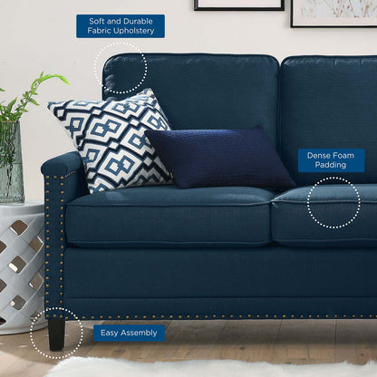 Ashton Upholstered Fabric Sectional Sofa, Fabric, Navy Blue, 20847