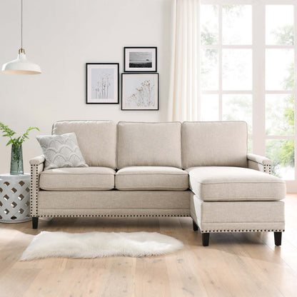 Ashton Upholstered Fabric Sectional Sofa, Fabric, Beige, 20848