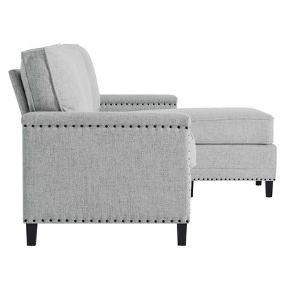 Ashton Upholstered Fabric Sectional Sofa, Fabric, Light Grey Gray, 20850