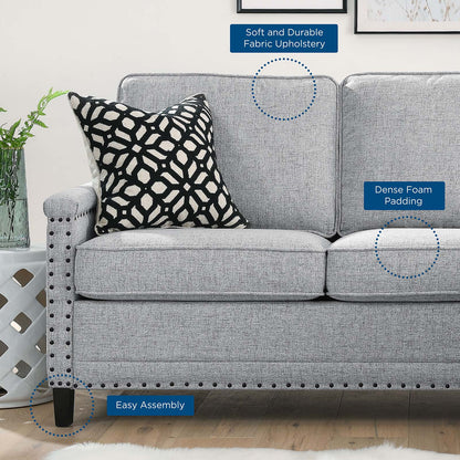 Ashton Upholstered Fabric Sectional Sofa, Fabric, Light Grey Gray, 20850