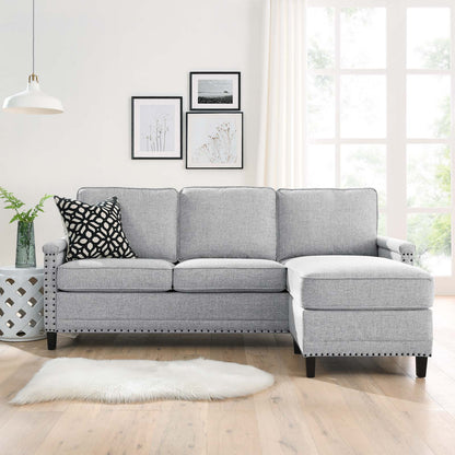 Ashton Upholstered Fabric Sectional Sofa, Fabric, Light Grey Gray, 20850