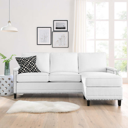 Ashton Upholstered Fabric Sectional Sofa, Fabric, White, 20852