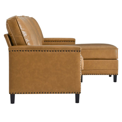 Ashton Vegan Leather Sectional Sofa, Faux Vegan Leather, Tan, 20853