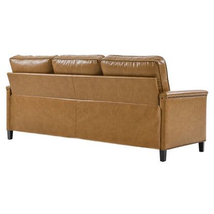Ashton Vegan Leather Sectional Sofa, Faux Vegan Leather, Tan, 20853