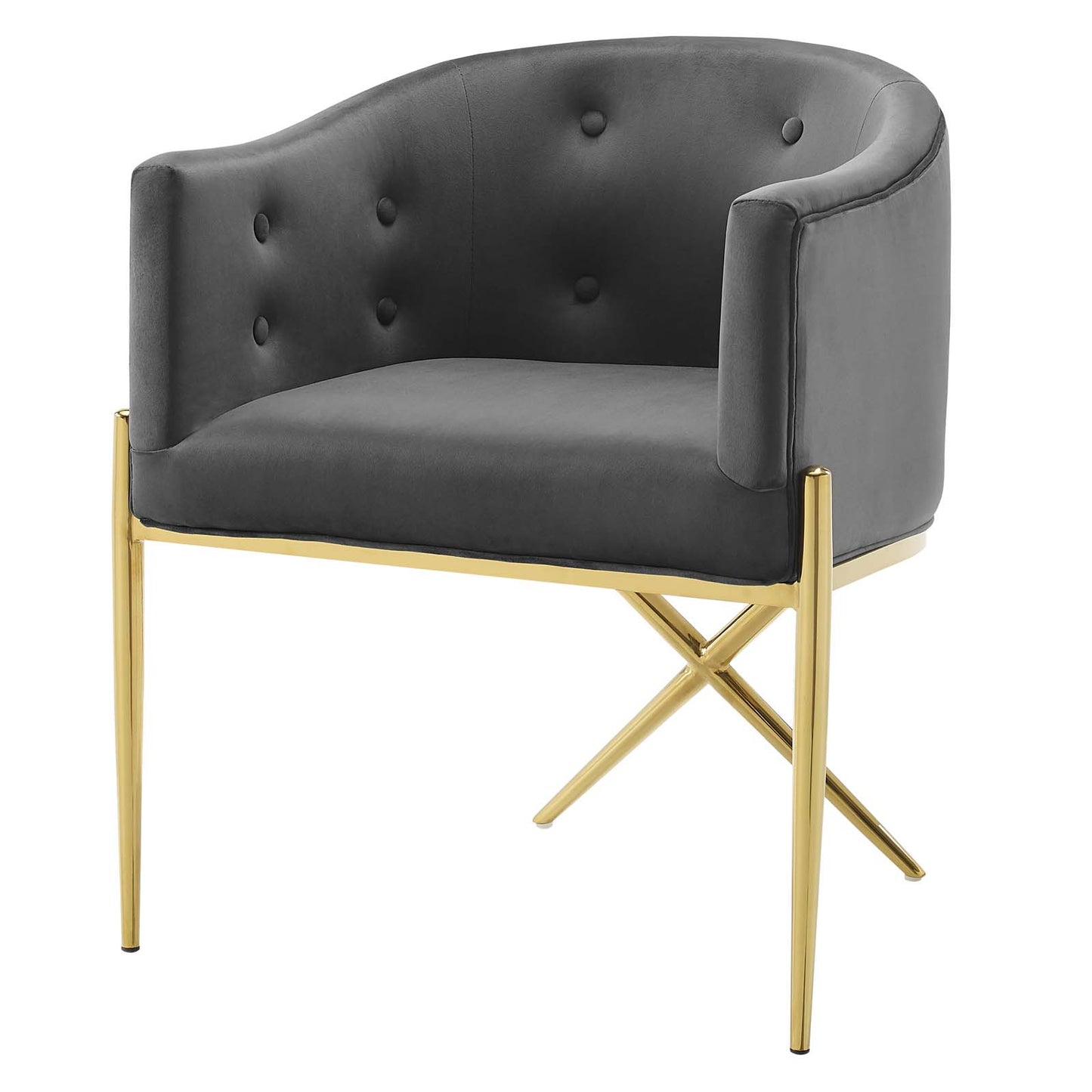 Savour Accent Dining Armchair Performance Velvet Set of 2, Velvet, Metal Steel, Dark Grey Gray, 20854