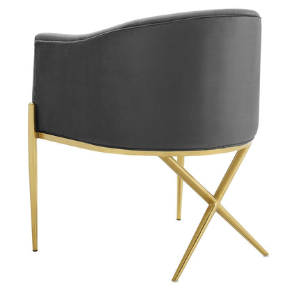 Savour Accent Dining Armchair Performance Velvet Set of 2, Velvet, Metal Steel, Dark Grey Gray, 20854