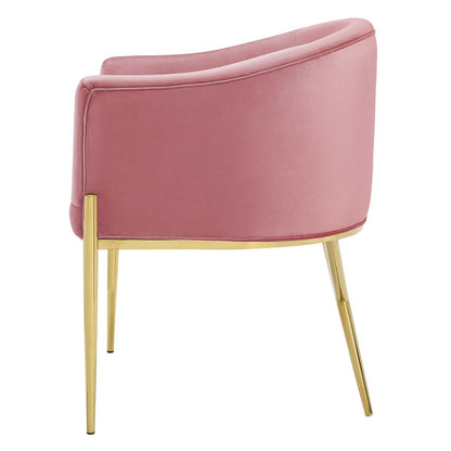 Savour Accent Dining Armchair Performance Velvet Set of 2, Velvet, Metal Steel, Pink, 20855