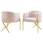 Savour Accent Dining Armchair Performance Velvet Set of 2, Velvet, Metal Steel, Pink, 20857