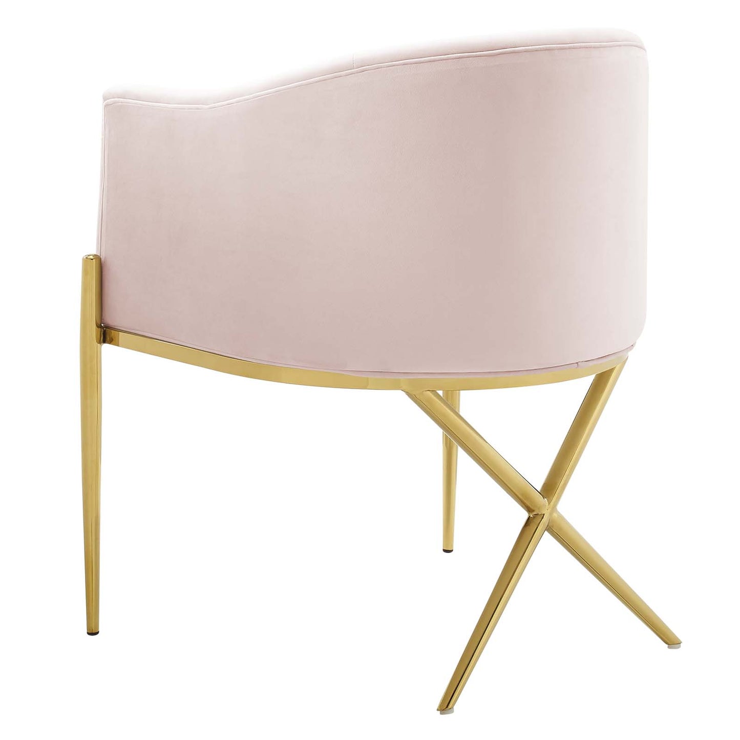 Savour Accent Dining Armchair Performance Velvet Set of 2, Velvet, Metal Steel, Pink, 20857