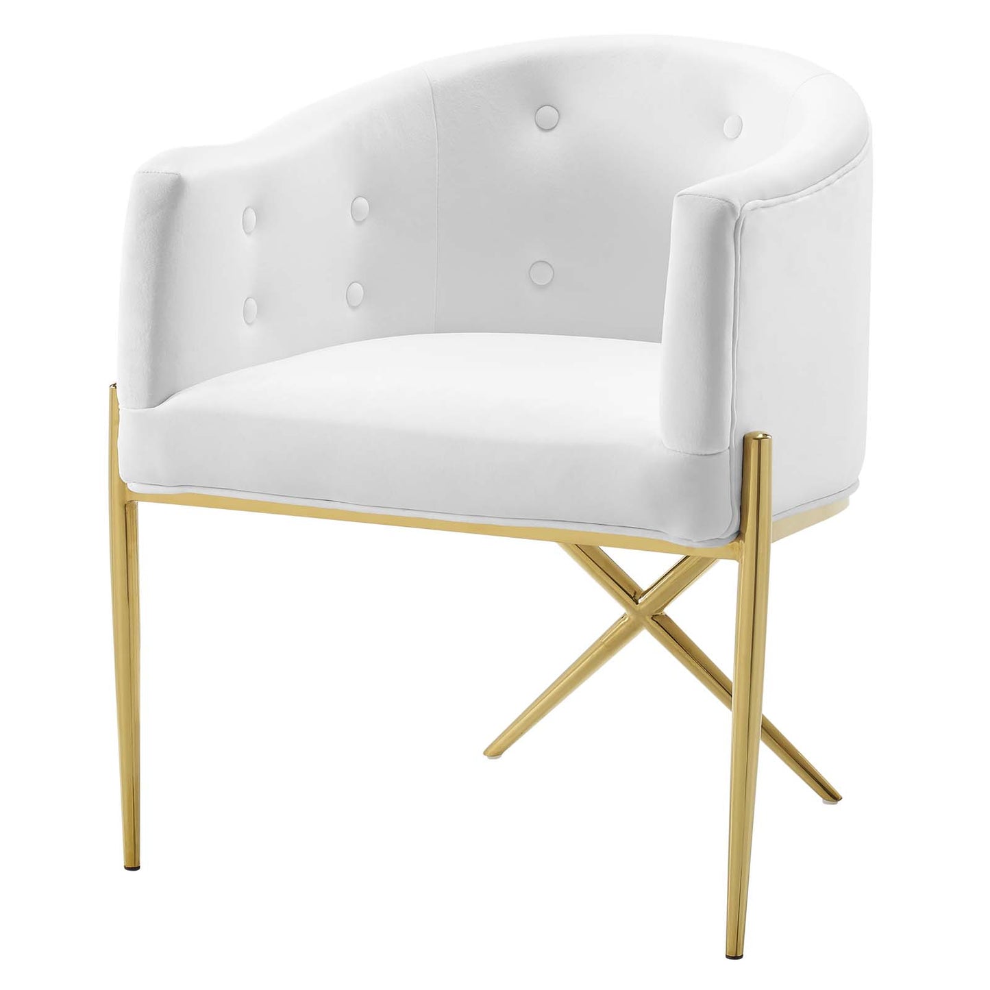 Savour Accent Dining Armchair Performance Velvet Set of 2, Velvet, Metal Steel, White, 20858