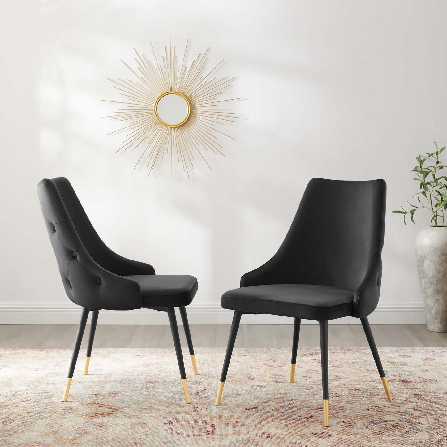 Adorn Dining Side Chair Performance Velvet Set of 2, Velvet, Black, 20859