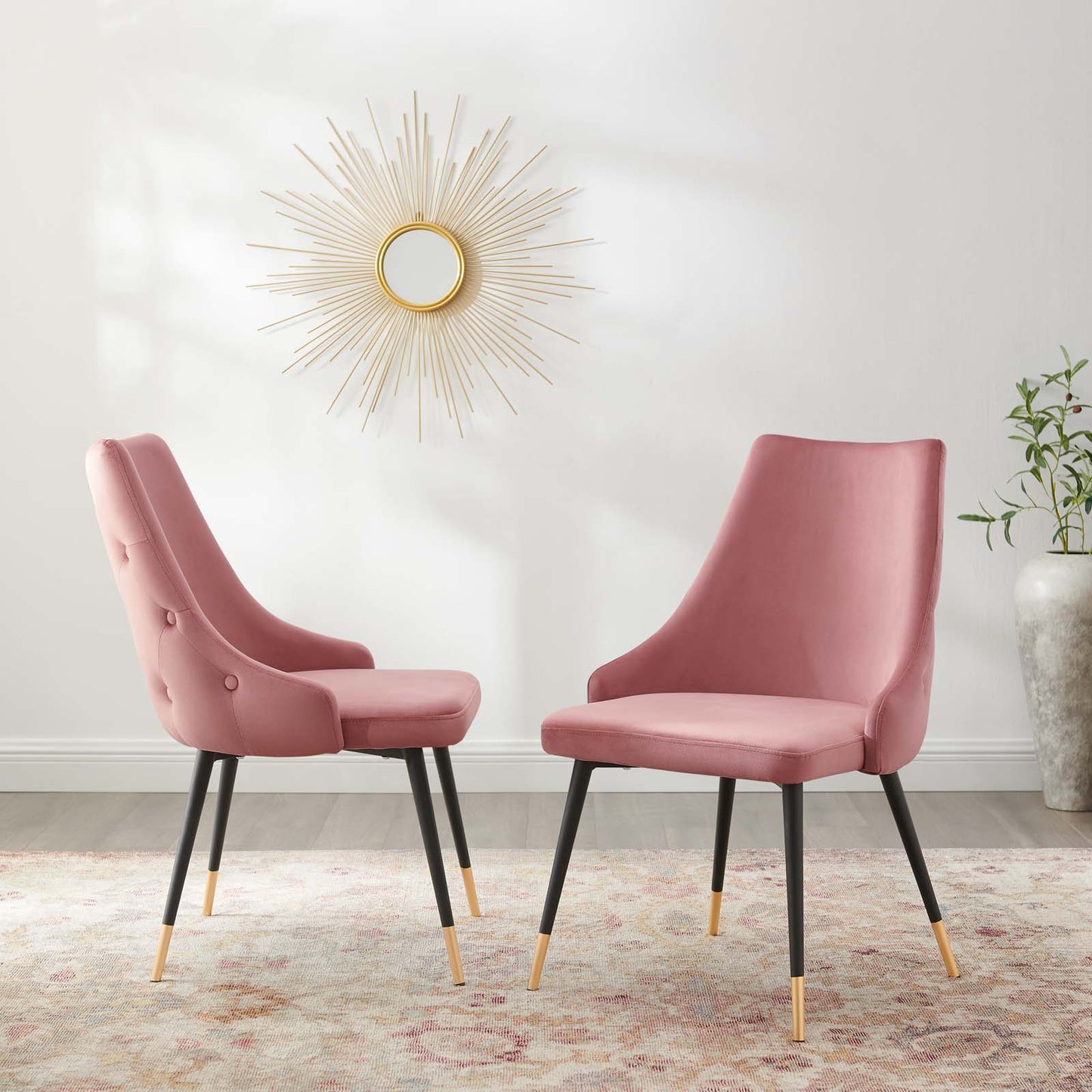 Adorn Dining Side Chair Performance Velvet Set of 2, Velvet, Pink, 20860
