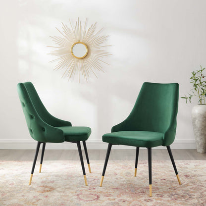 Adorn Dining Side Chair Performance Velvet Set of 2, Velvet, Green, 20862