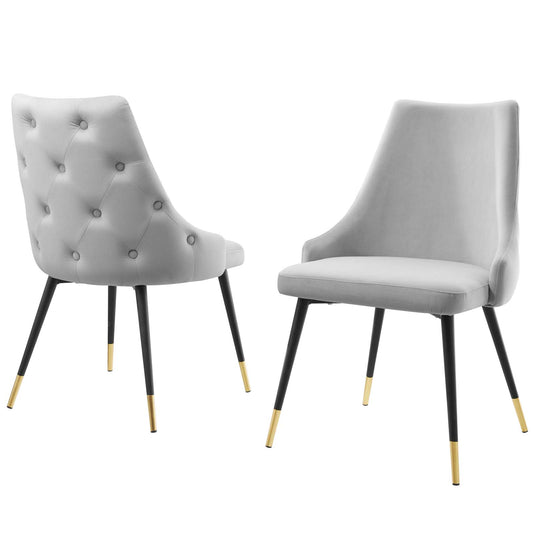 Adorn Dining Side Chair Performance Velvet Set of 2, Velvet, Light Grey Gray, 20864