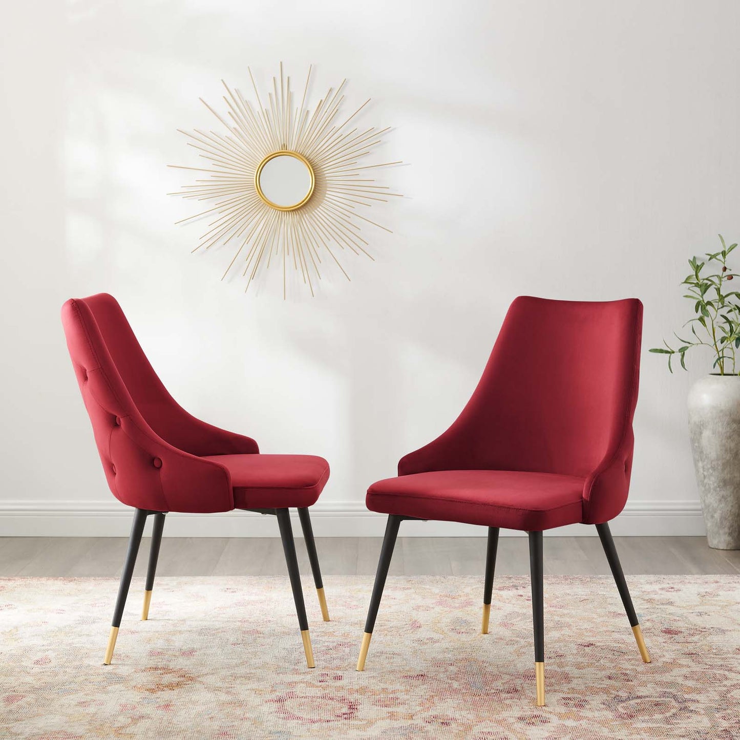 Adorn Dining Side Chair Performance Velvet Set of 2, Velvet, Red, 20865