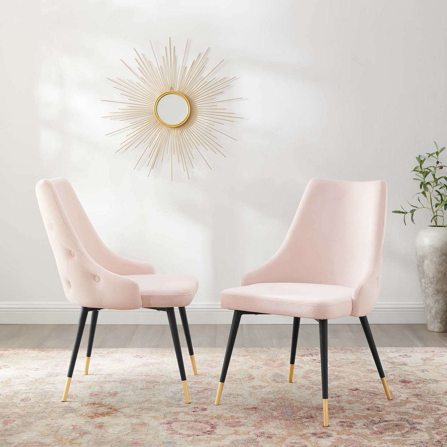 Adorn Dining Side Chair Performance Velvet Set of 2, Velvet, Pink, 20868