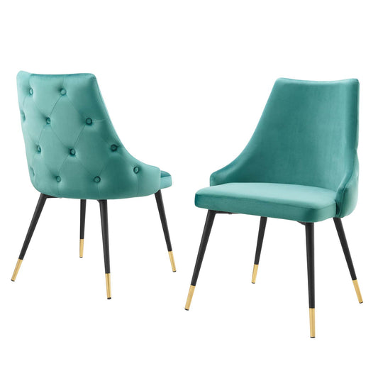 Adorn Dining Side Chair Performance Velvet Set of 2, Velvet, Teal Blue, 20869