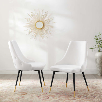 Adorn Dining Side Chair Performance Velvet Set of 2, Velvet, White, 20870