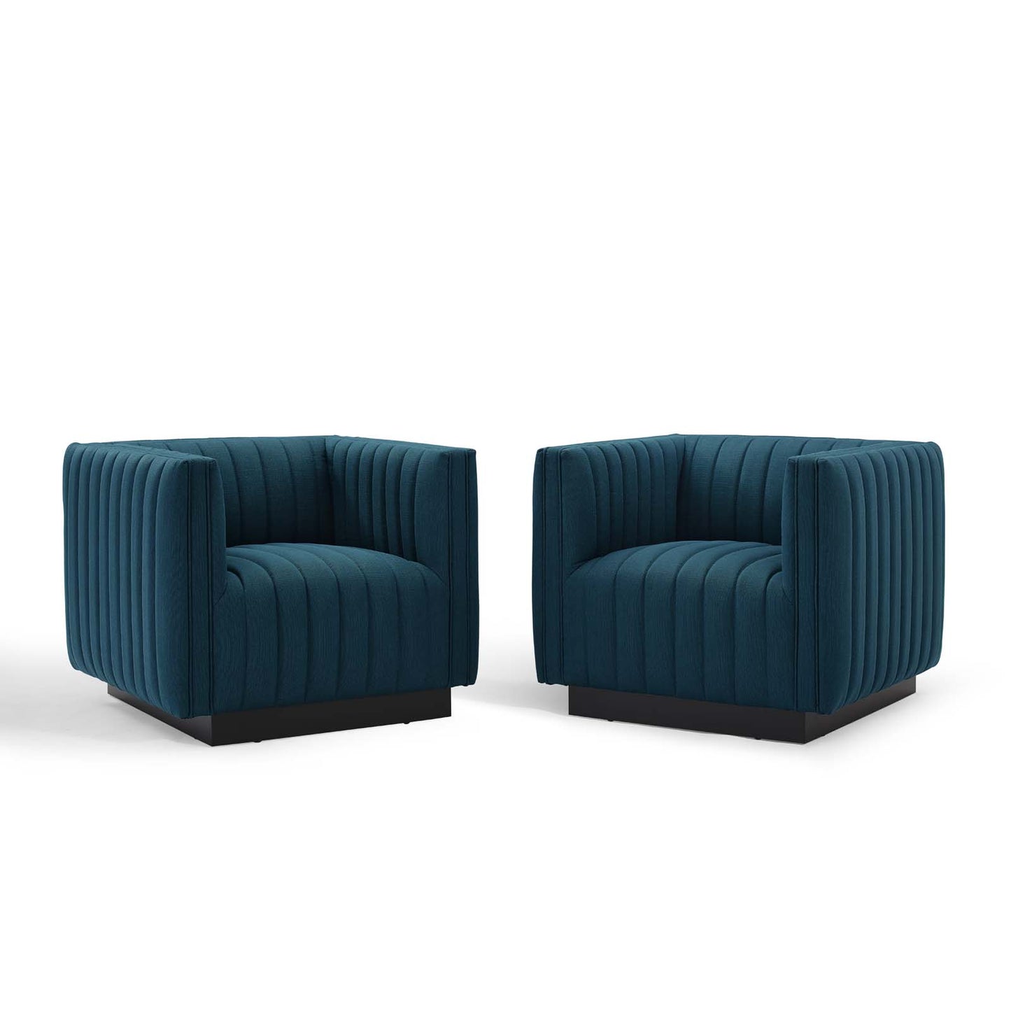 Conjure Tufted Armchair Upholstered Fabric Set of 2, Fabric, Navy Blue, 20871
