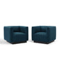 Conjure Tufted Armchair Upholstered Fabric Set of 2, Fabric, Navy Blue, 20871