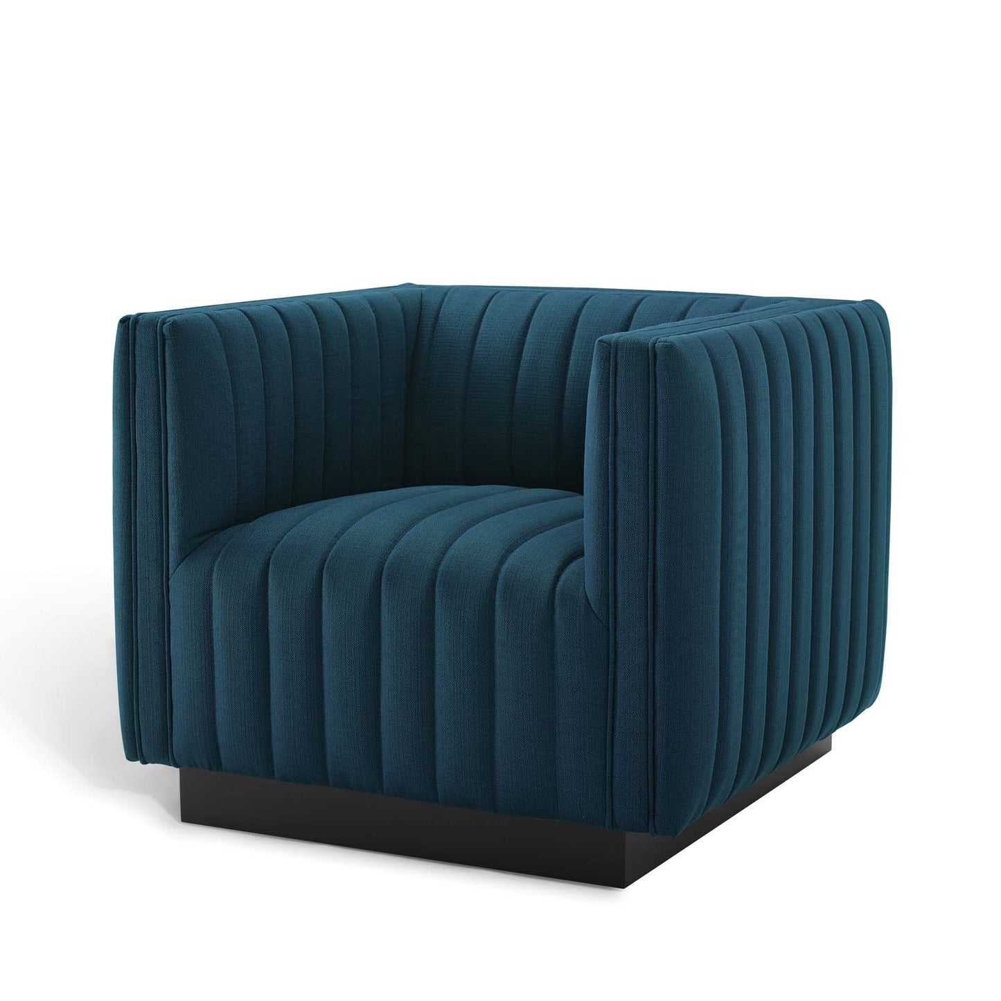 Conjure Tufted Armchair Upholstered Fabric Set of 2, Fabric, Navy Blue, 20871