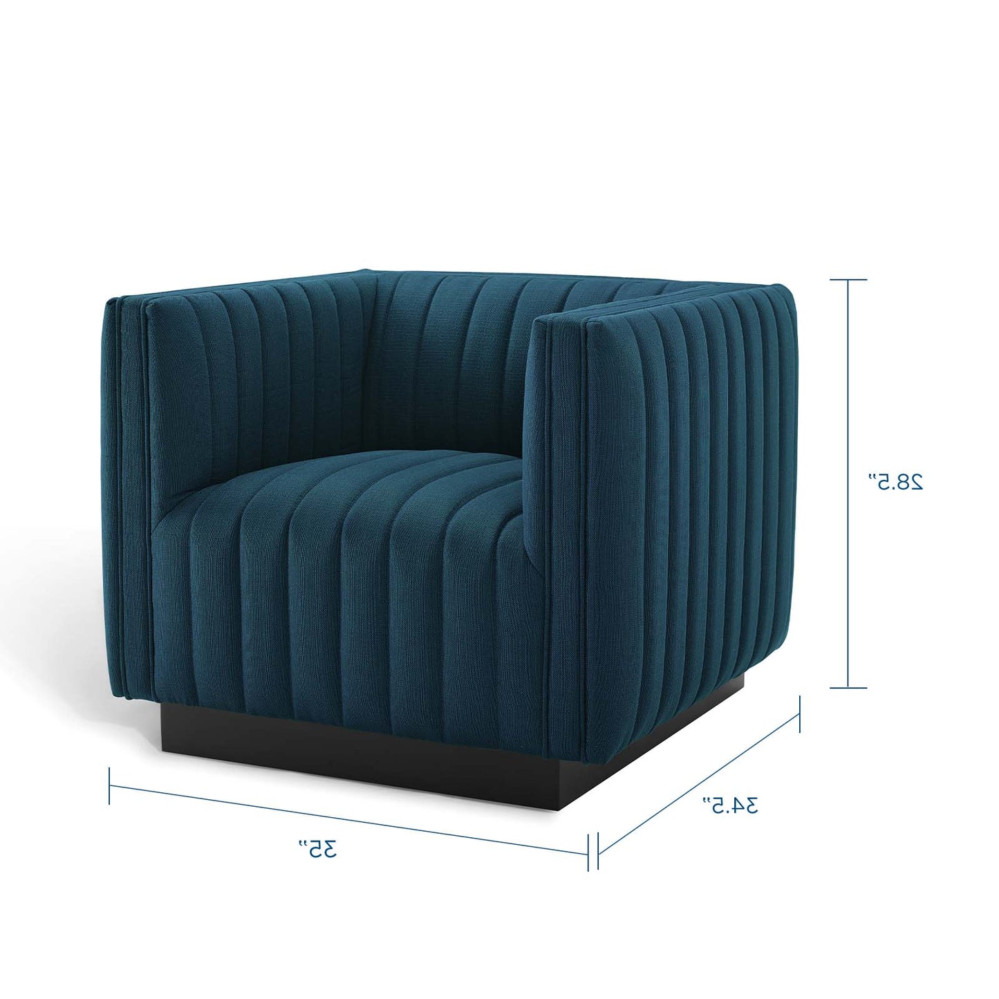 Conjure Tufted Armchair Upholstered Fabric Set of 2, Fabric, Navy Blue, 20871