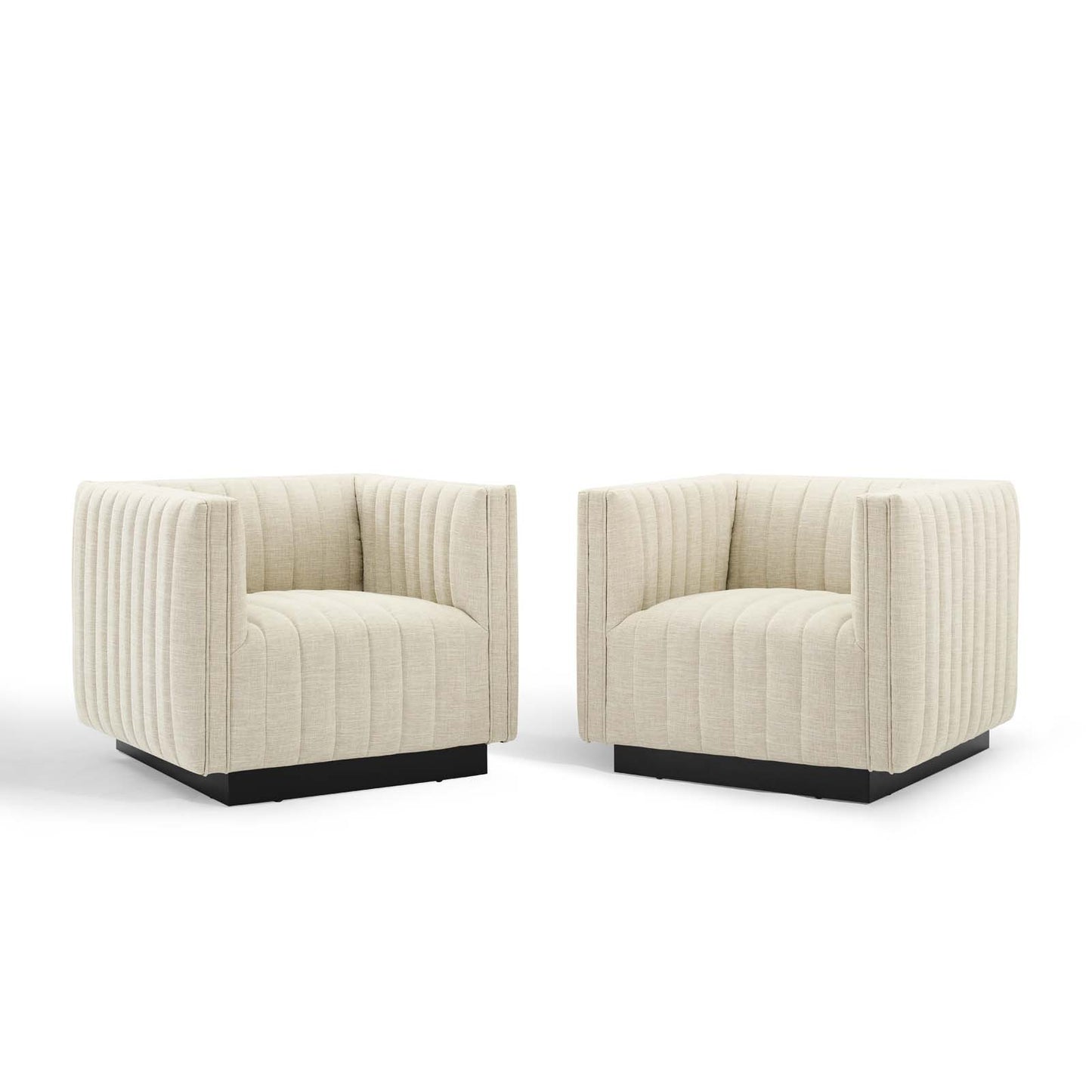Conjure Tufted Armchair Upholstered Fabric Set of 2, Fabric, Beige, 20872