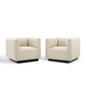 Conjure Tufted Armchair Upholstered Fabric Set of 2, Fabric, Beige, 20872