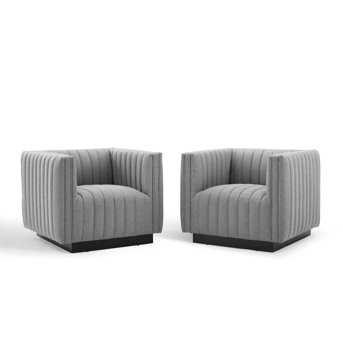 Conjure Tufted Armchair Upholstered Fabric Set of 2, Fabric, Light Grey Gray, 20873