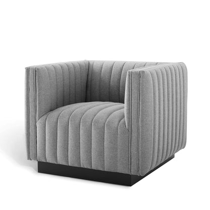 Conjure Tufted Armchair Upholstered Fabric Set of 2, Fabric, Light Grey Gray, 20873