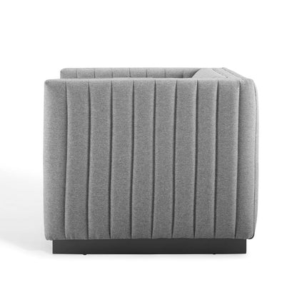 Conjure Tufted Armchair Upholstered Fabric Set of 2, Fabric, Light Grey Gray, 20873