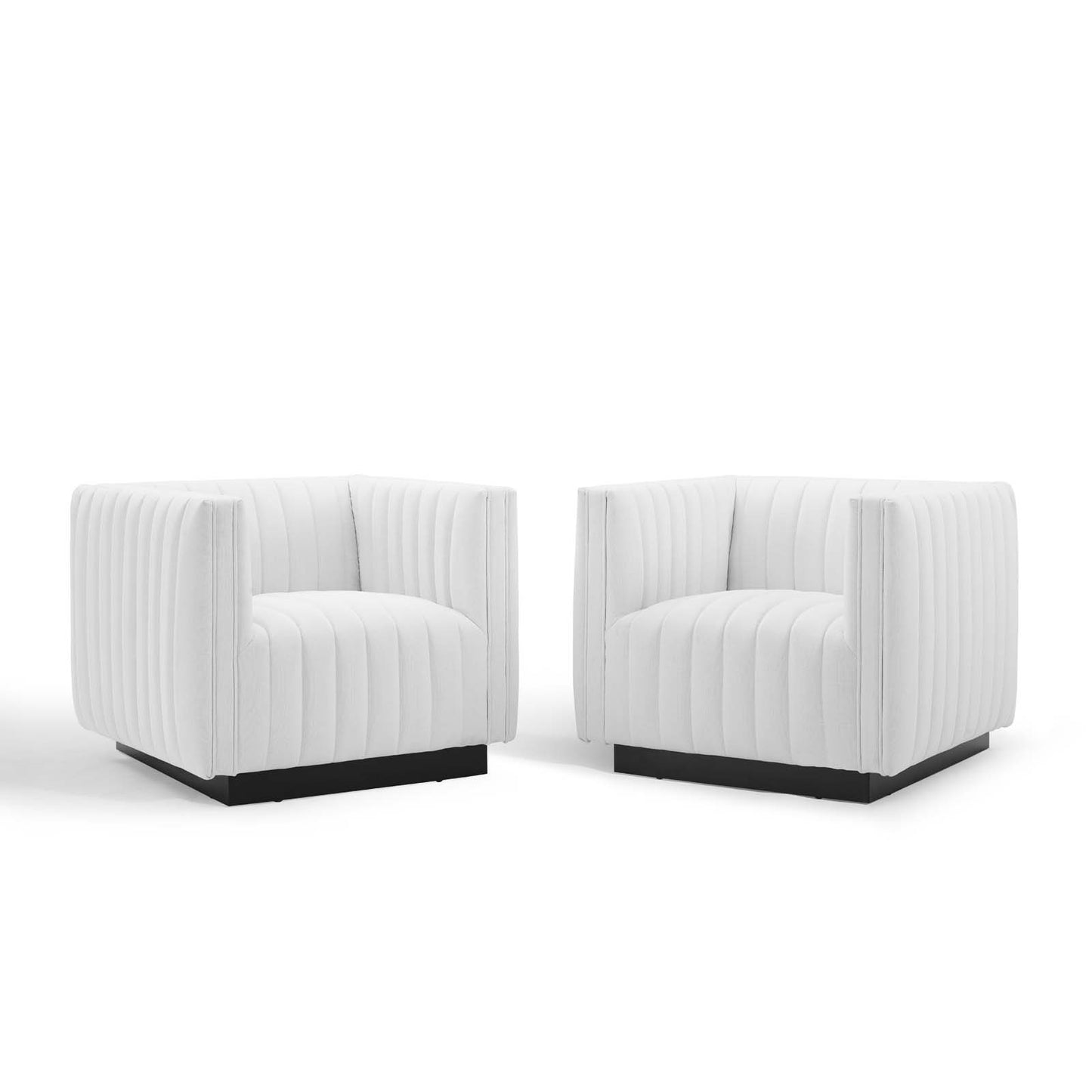 Conjure Tufted Armchair Upholstered Fabric Set of 2, Fabric, White, 20874