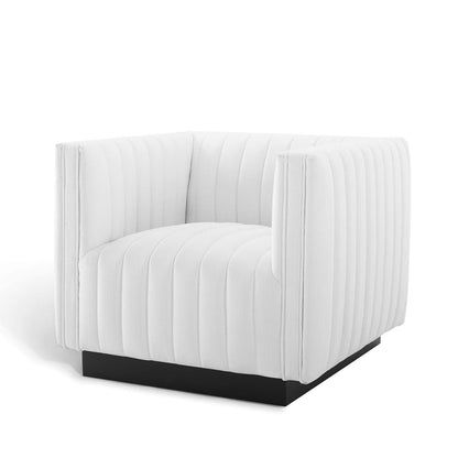 Conjure Tufted Armchair Upholstered Fabric Set of 2, Fabric, White, 20874