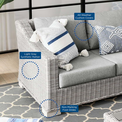 Conway 4-Piece Outdoor Patio Wicker Rattan Furniture Set, Rattan, Wicker, Grey Gray, 23373