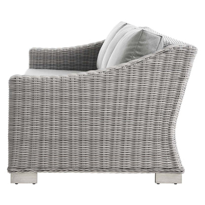 Conway 4-Piece Outdoor Patio Wicker Rattan Furniture Set, Rattan, Wicker, Grey Gray, 23373