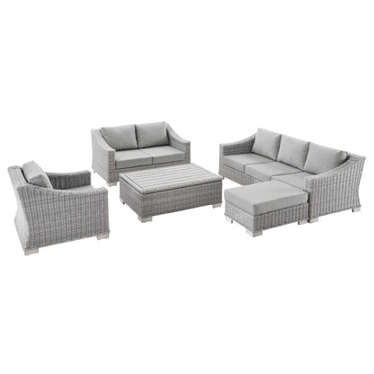 Conway 5-Piece Outdoor Patio Wicker Rattan Furniture Set, Rattan, Wicker, Grey Gray, 23377