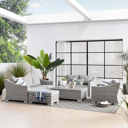 Conway 5-Piece Outdoor Patio Wicker Rattan Furniture Set, Rattan, Wicker, Grey Gray, 23377