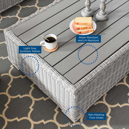 Conway 5-Piece Outdoor Patio Wicker Rattan Furniture Set, Rattan, Wicker, Light Grey Gray Blue Navy, 23379