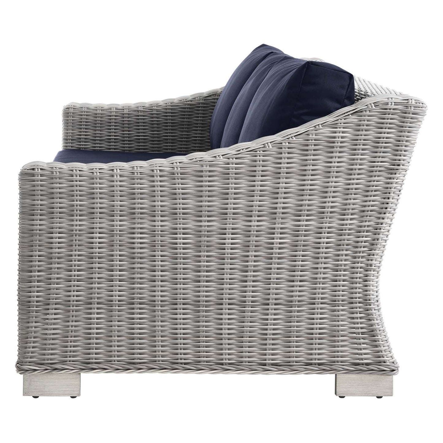 Conway 5-Piece Outdoor Patio Wicker Rattan Furniture Set, Rattan, Wicker, Light Grey Gray Blue Navy, 23379