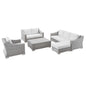 Conway 5-Piece Outdoor Patio Wicker Rattan Furniture Set, Rattan, Wicker, Light Grey Gray White, 23380