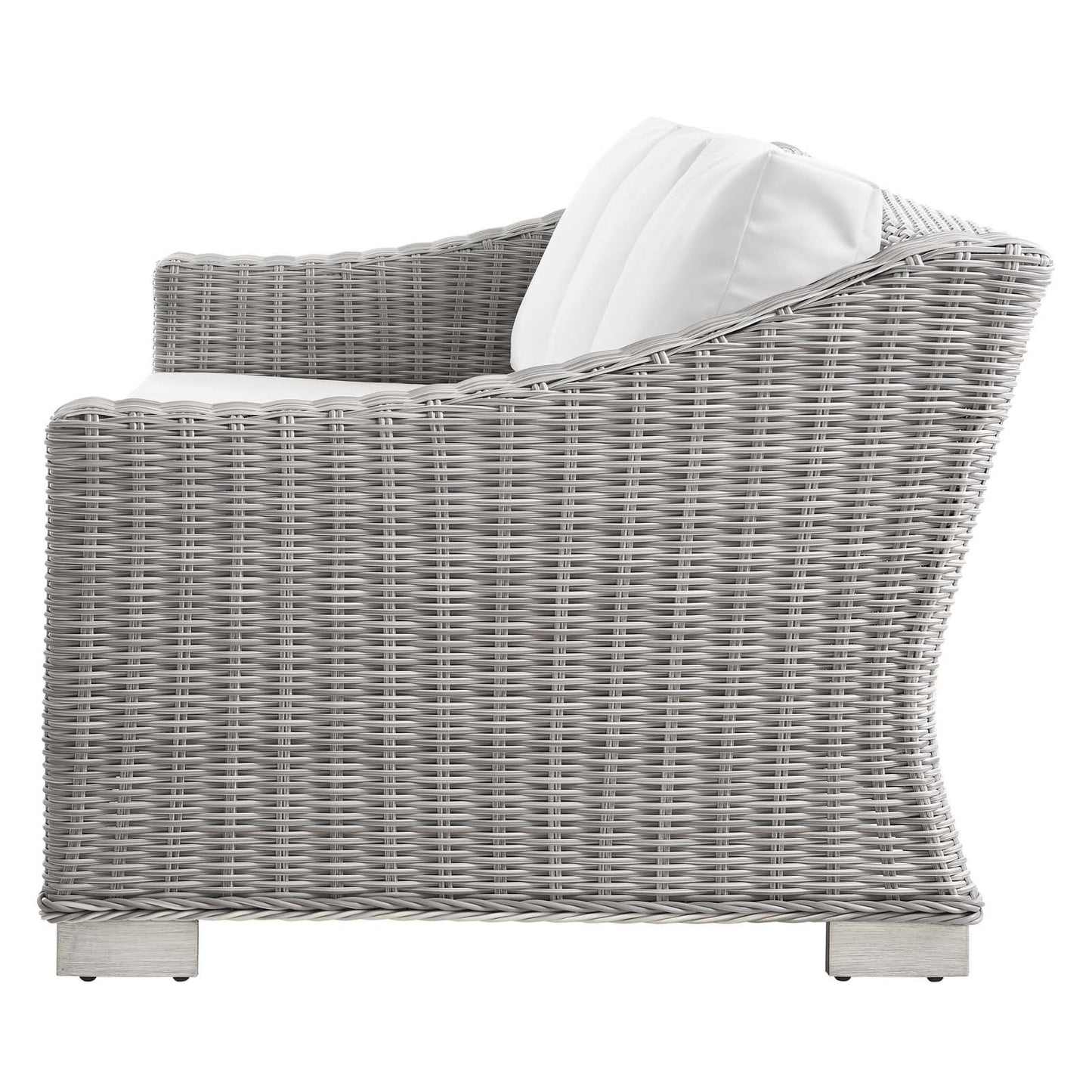 Conway 5-Piece Outdoor Patio Wicker Rattan Furniture Set, Rattan, Wicker, Light Grey Gray White, 23380