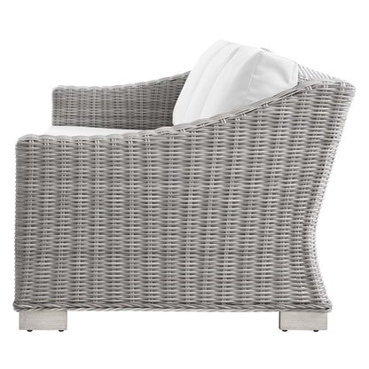 Conway 5-Piece Outdoor Patio Wicker Rattan Furniture Set, Rattan, Wicker, Light Grey Gray White, 23380