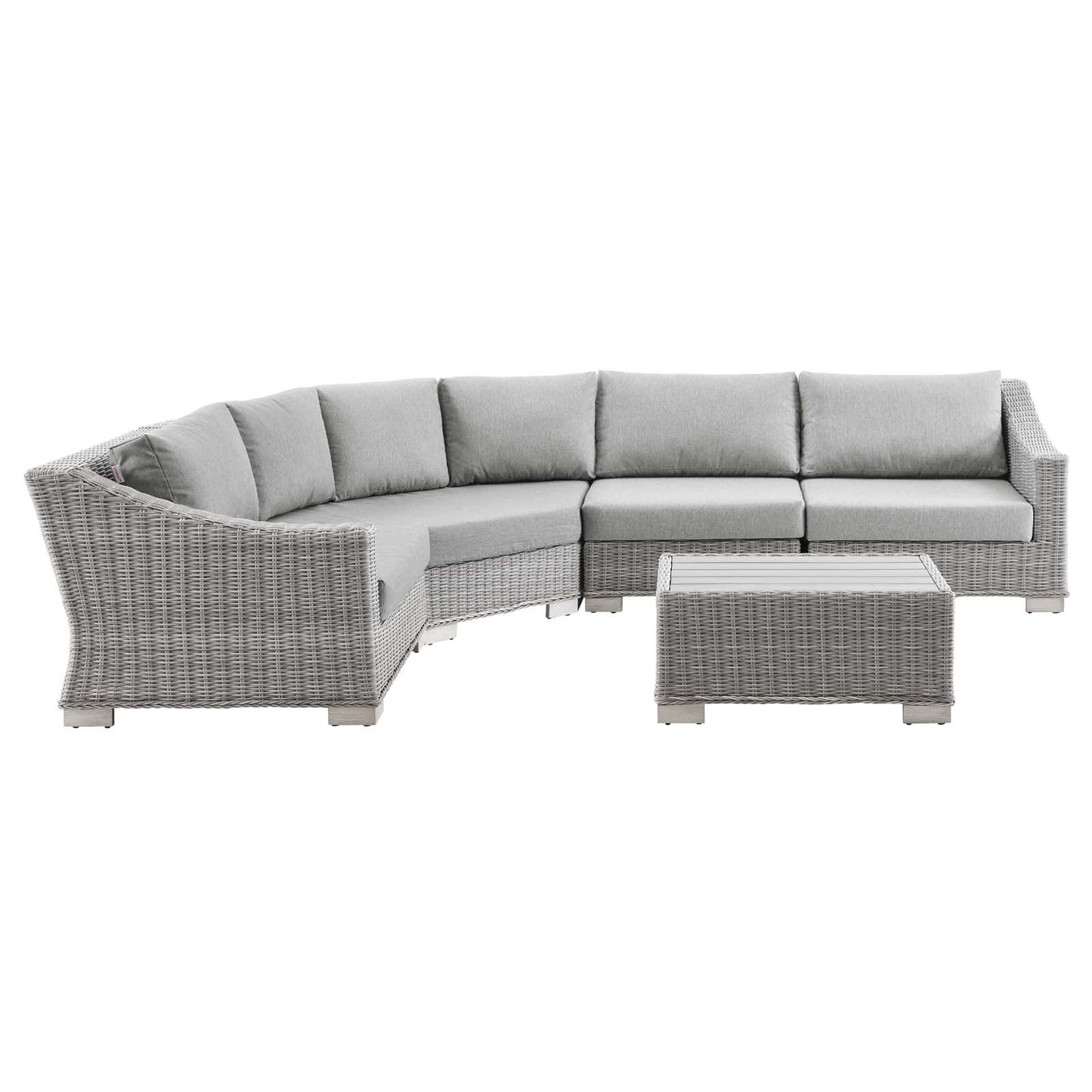Conway Outdoor Patio Wicker Rattan 5-Piece Sectional Sofa Furniture Set, Rattan, Wicker, Grey Gray, 23381