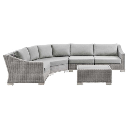 Conway Outdoor Patio Wicker Rattan 5-Piece Sectional Sofa Furniture Set, Rattan, Wicker, Grey Gray, 23381