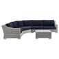 Conway Outdoor Patio Wicker Rattan 5-Piece Sectional Sofa Furniture Set, Rattan, Wicker, Light Grey Gray Blue Navy, 23383