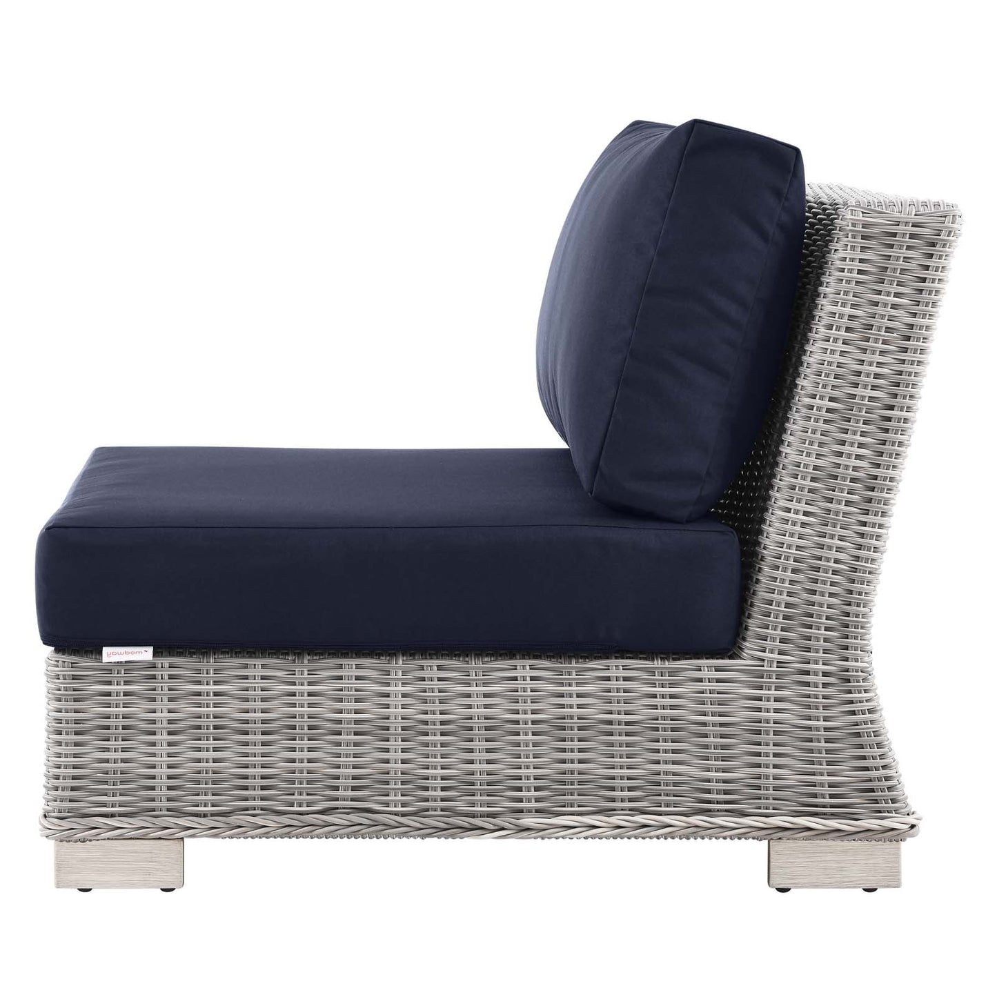 Conway Outdoor Patio Wicker Rattan 5-Piece Sectional Sofa Furniture Set, Rattan, Wicker, Light Grey Gray Blue Navy, 23383