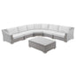Conway Outdoor Patio Wicker Rattan 6-Piece Sectional Sofa Furniture Set, Rattan, Wicker, Light Grey Gray White, 23388